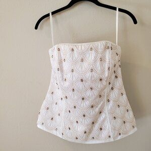 NWT - WHBM (White House Black Market) Cream and gold bustier
